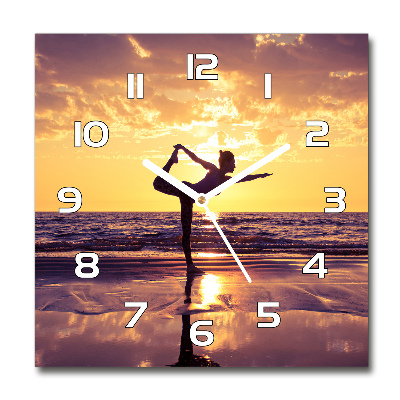 Square wall clock Yoga on the beach