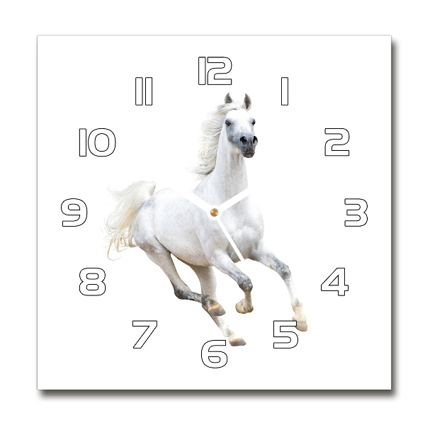 Square wall clock White Arabic horse