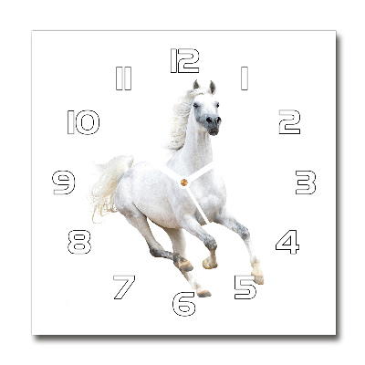 Square wall clock White Arabic horse