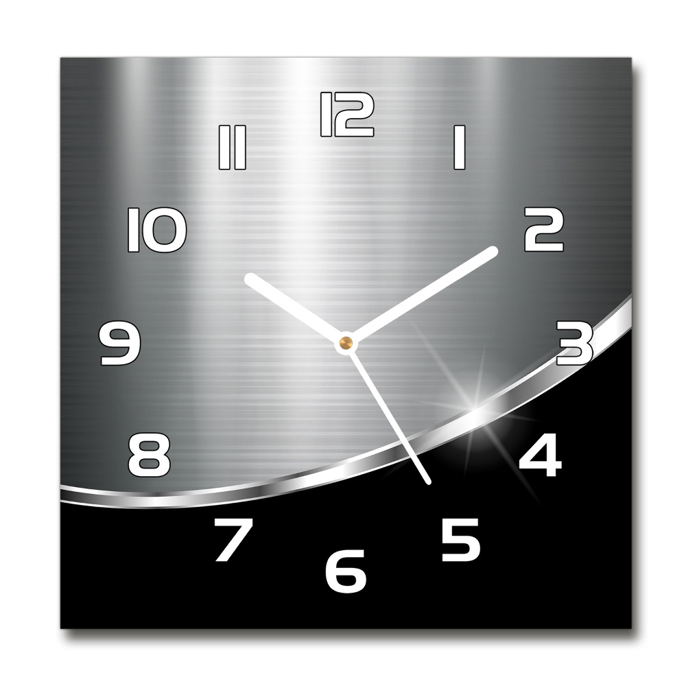 Square glass wall clock Metal abstraction