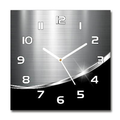 Square glass wall clock Metal abstraction