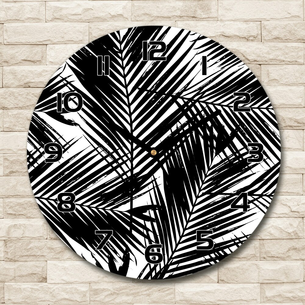 Round wall clock Palm leaves