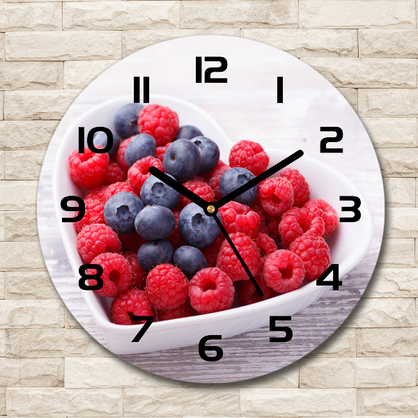 Round wall clock Raspberries and berries