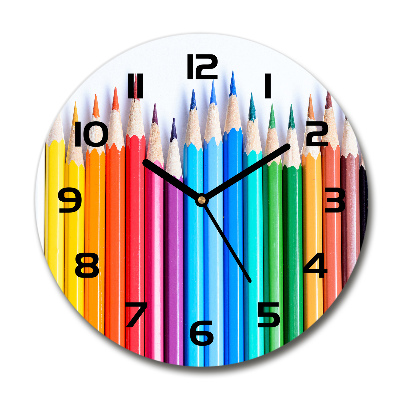 Round wall clock Colourful pencils