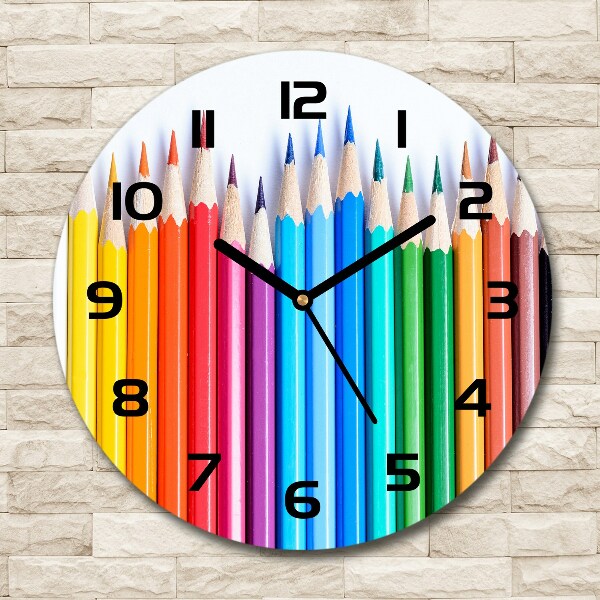 Round wall clock Colourful pencils