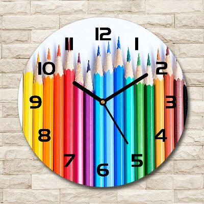 Round wall clock Colourful pencils