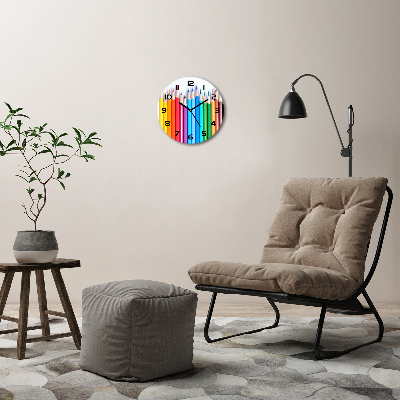 Round wall clock Colourful pencils