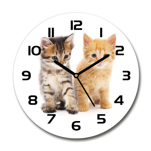 Round wall clock Brown and red cat