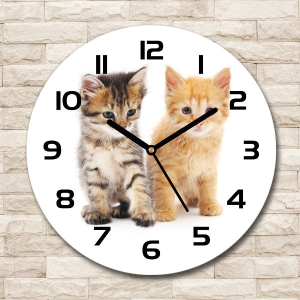 Round wall clock Brown and red cat