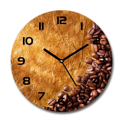 Round glass clock Coffee beans