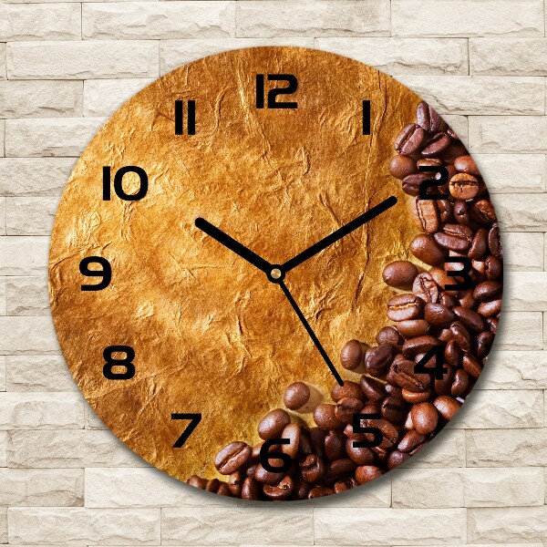 Round glass clock Coffee beans