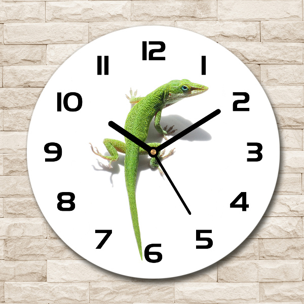 Round wall clock Green lizard