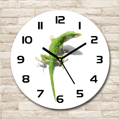 Round wall clock Green lizard