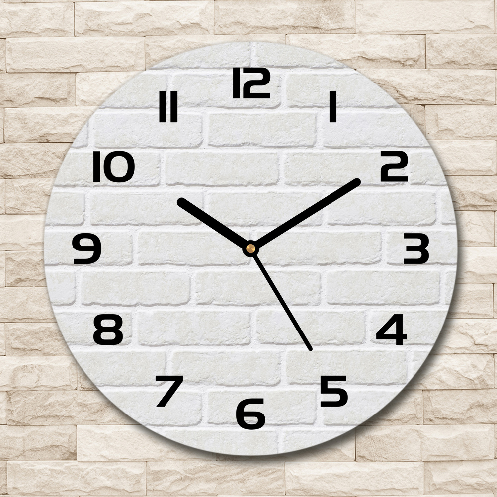 Round clock glass Brick wall