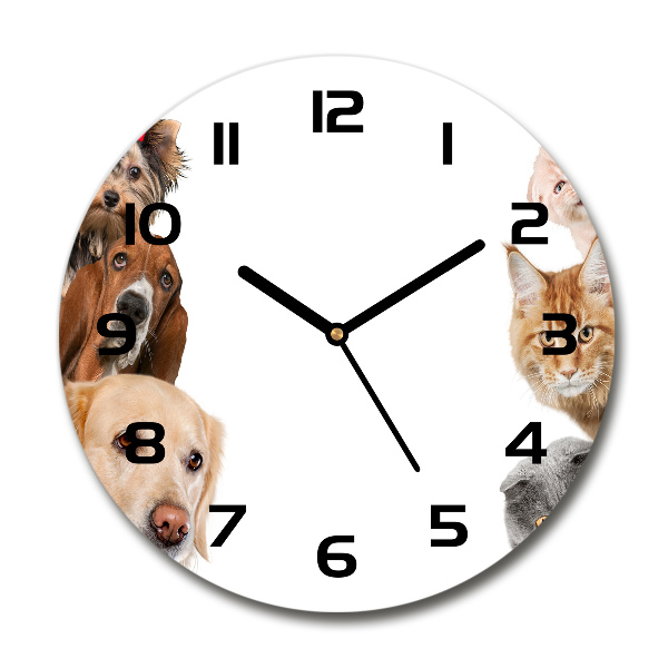 Round wall clock Dogs and cats