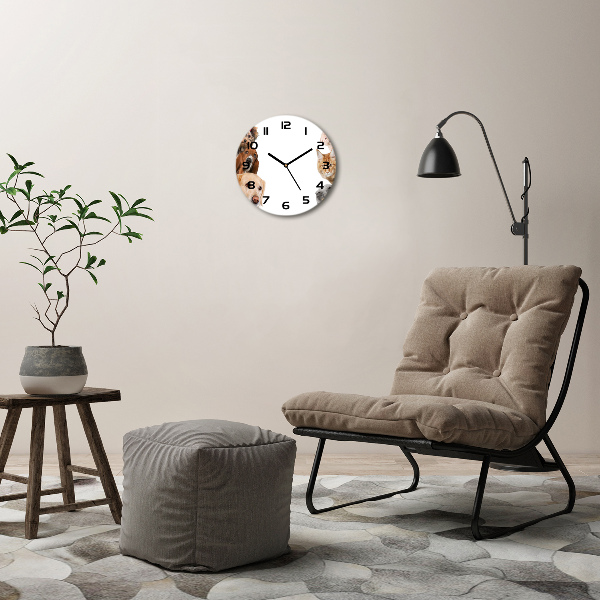 Round wall clock Dogs and cats