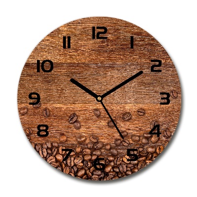 Round glass wall clock Coffee beans