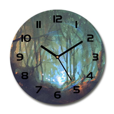 Round wall clock Mystical forest