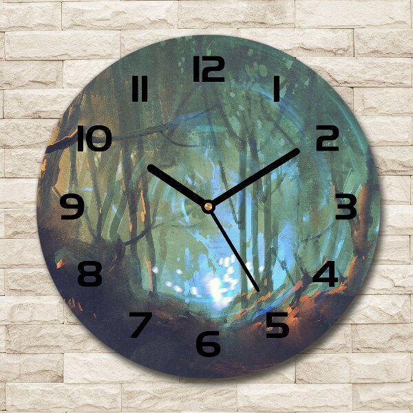 Round wall clock Mystical forest