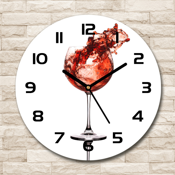 Round clock glass A glass of wine