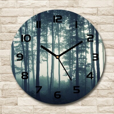 Round wall clock Fog in the forest