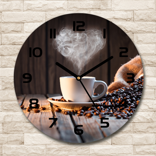 Round wall clock Cup of coffee