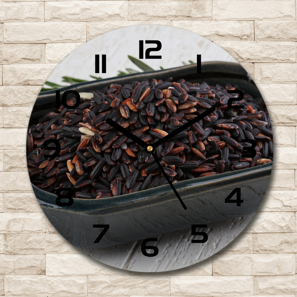 Round wall clock Wild rice in a bowl