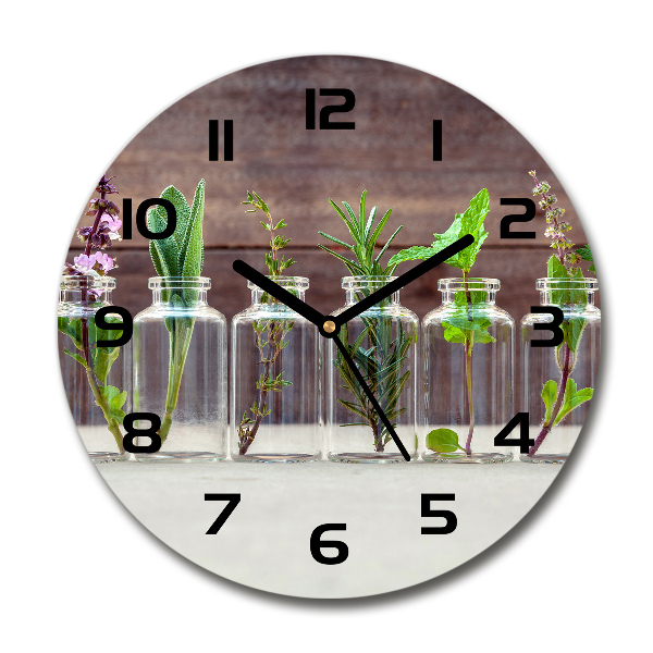 Round wall clock Plants in jars