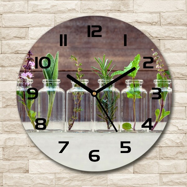 Round wall clock Plants in jars