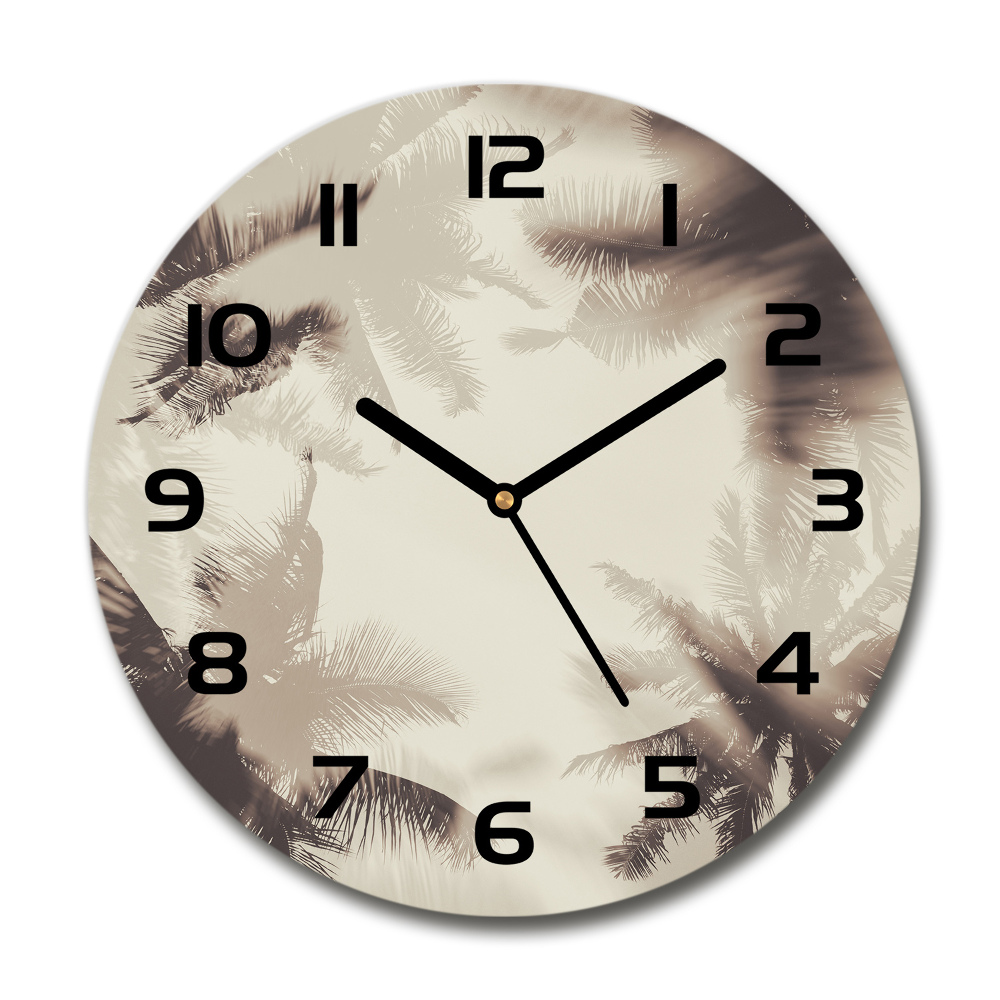 Round wall clock Palm trees