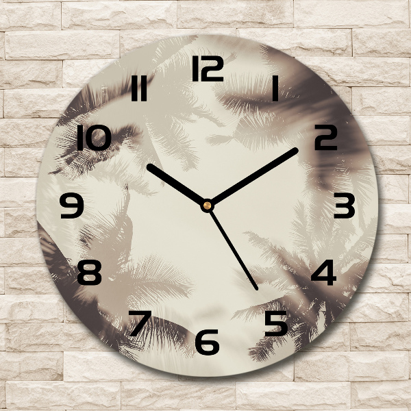 Round wall clock Palm trees