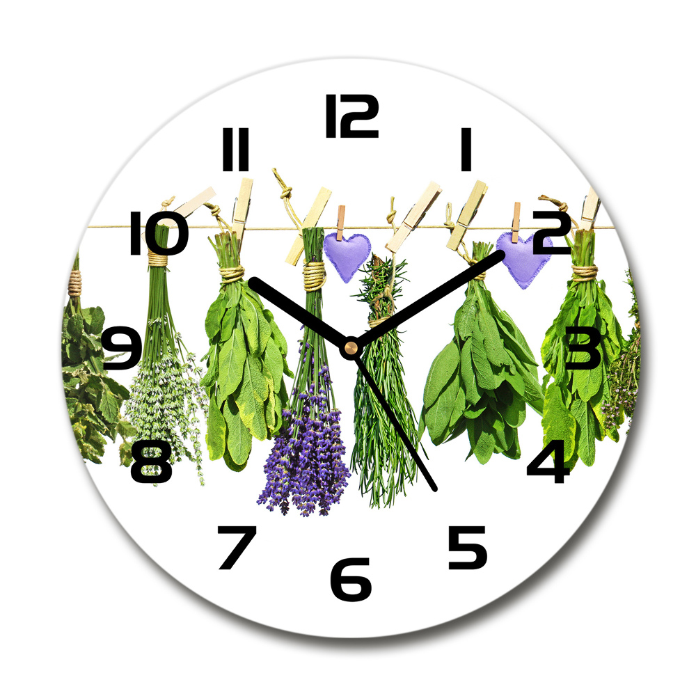 Round wall clock Herbs on a string