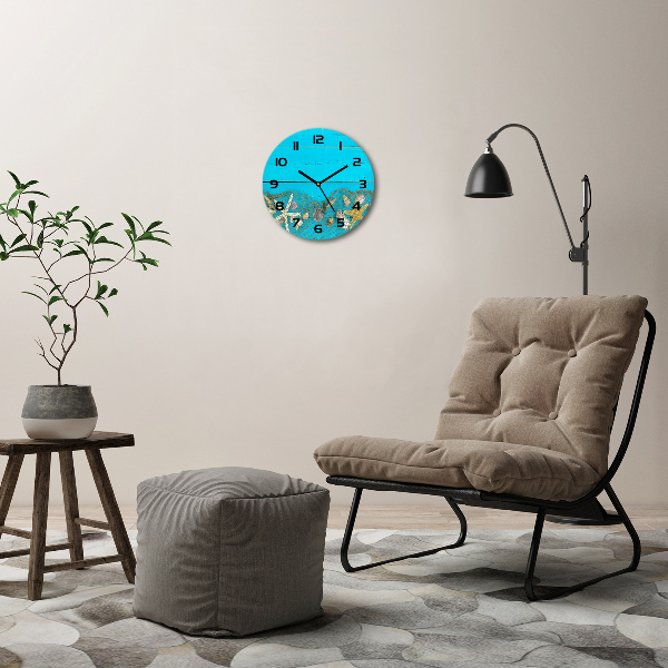 Round wall clock Starfish and shells