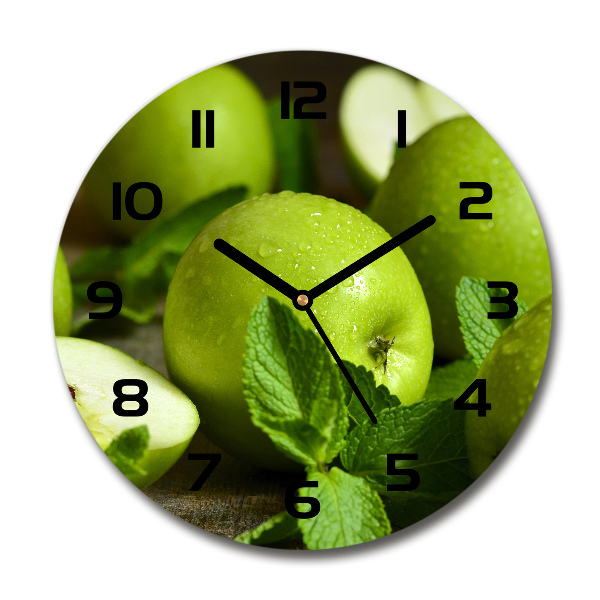 Round wall clock Green apples