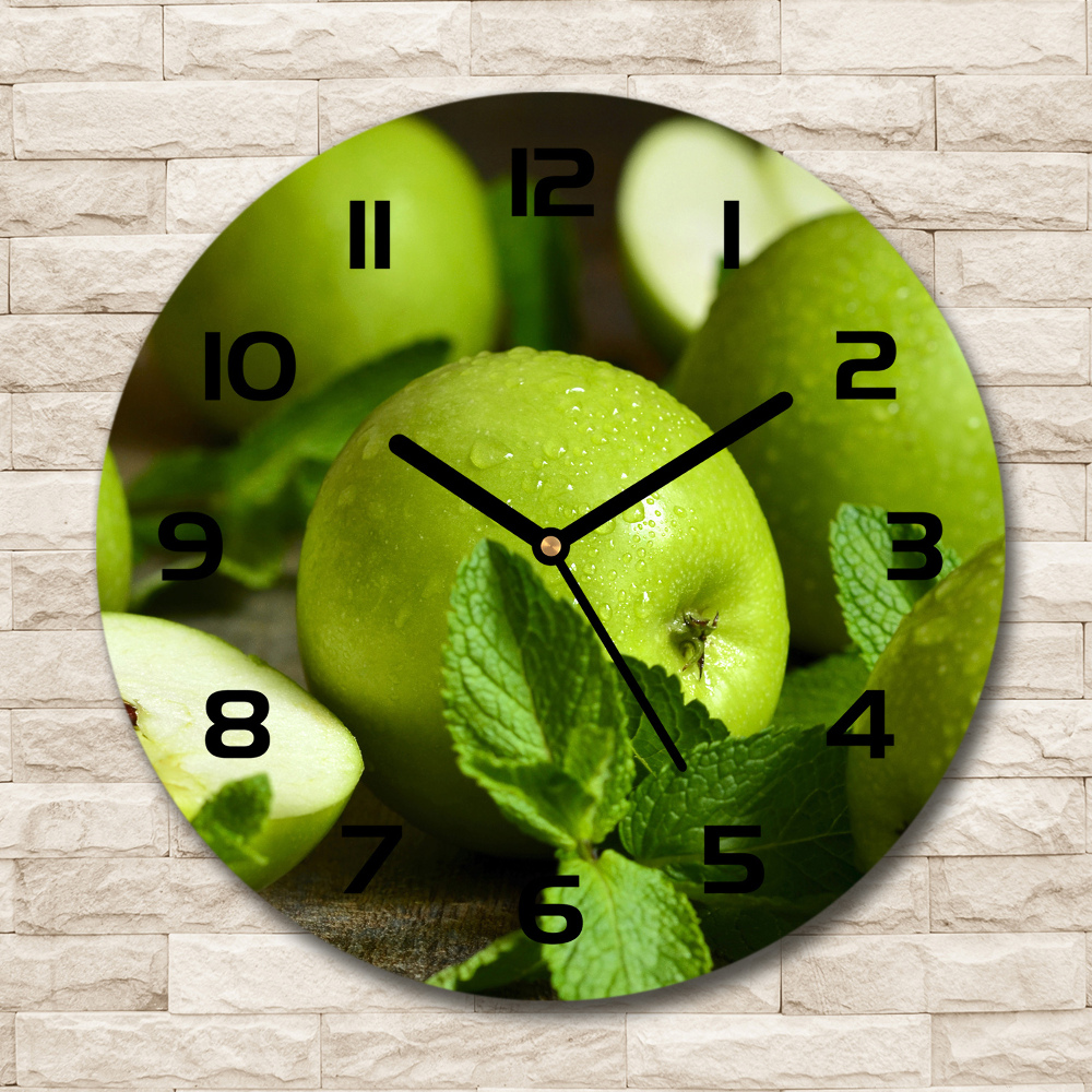 Round wall clock Green apples