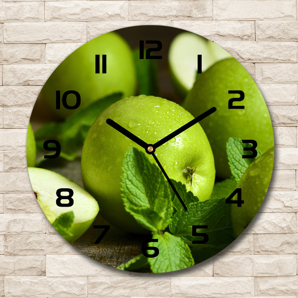 Round wall clock Green apples