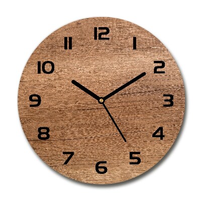 Round glass clock Wooden background