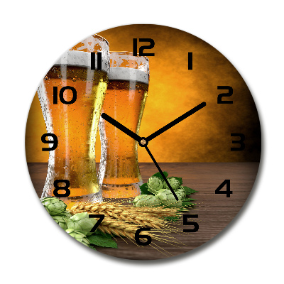 Round wall clock Two glasses of beer