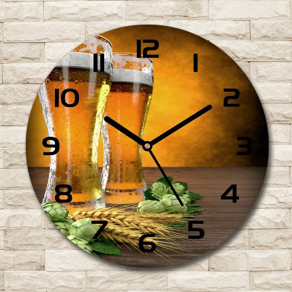 Round wall clock Two glasses of beer