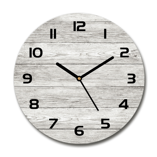 Round clock glass Wooden background