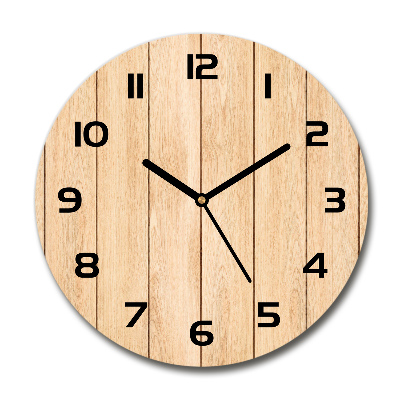 Round clock glass Wooden background