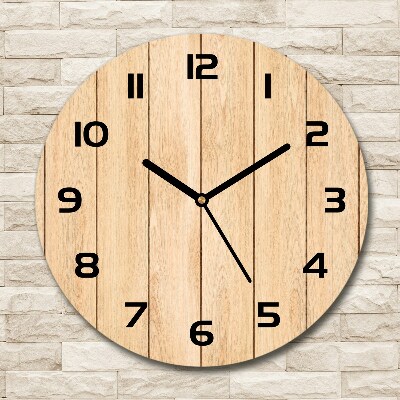 Round clock glass Wooden background