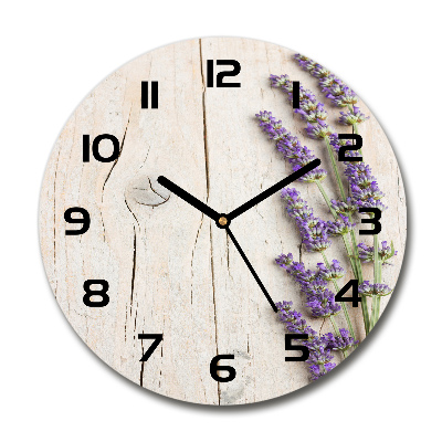 Round wall clock Lavender on wood