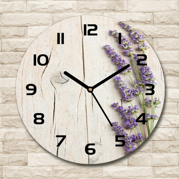 Round wall clock Lavender on wood