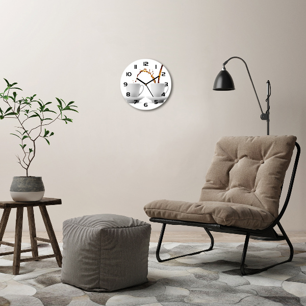 Round wall clock Pouring coffee