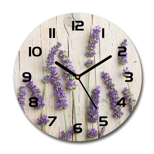 Round wall clock Lavender on wood