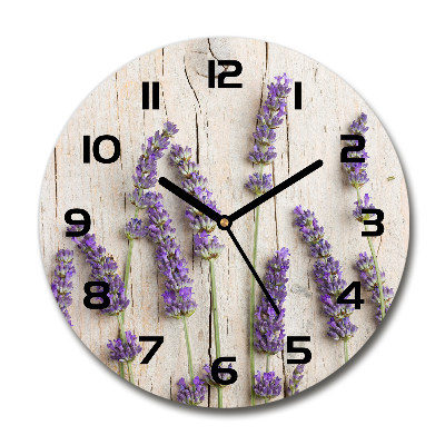 Round wall clock Lavender on wood