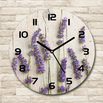 Round wall clock Lavender on wood