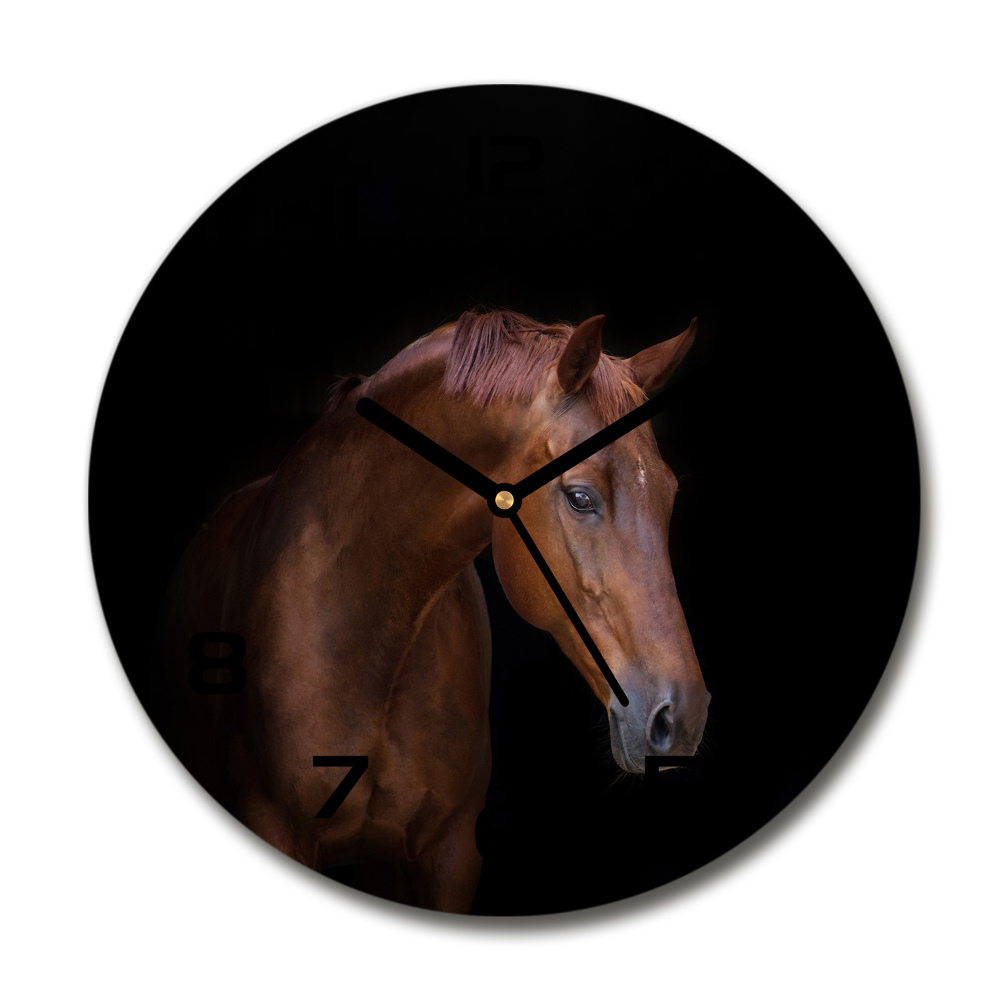 Round wall clock Brown horse