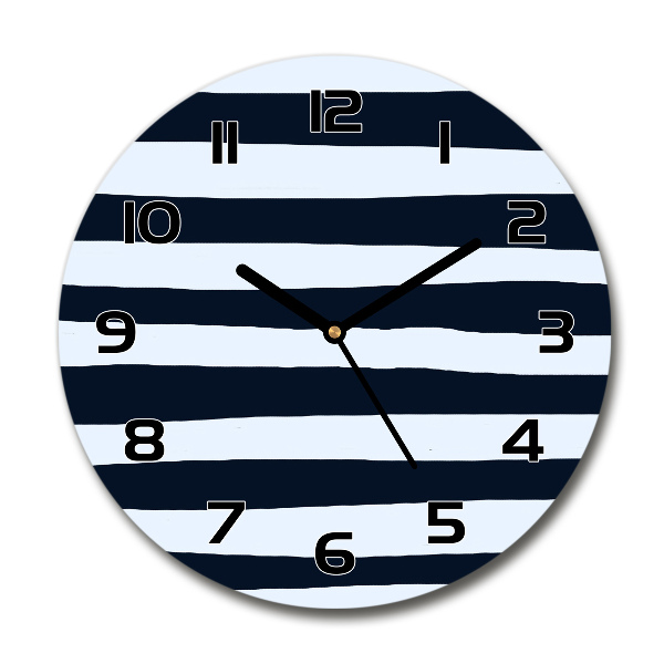 Round glass wall clock Background with stripes